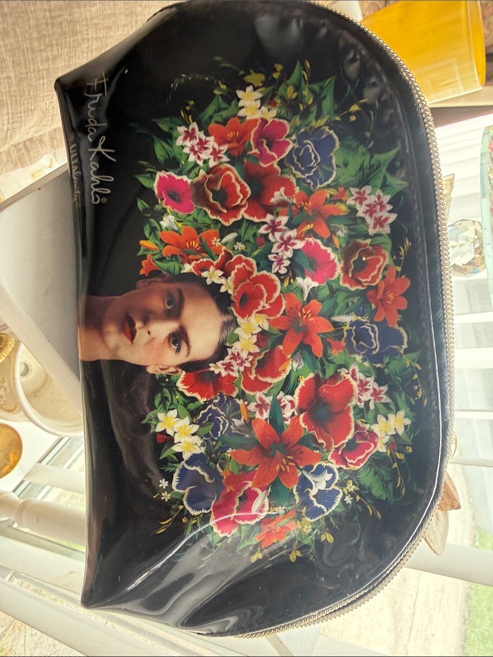 Frida Kahlo Black Floral Zip Pouch - Men Bags